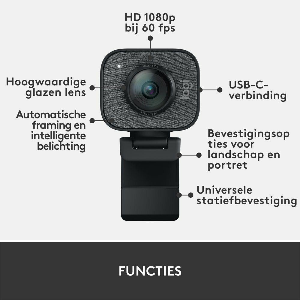 Logitech StreamCam | 1080p 60FPS USB-C Webcam met Microfoon | Grafiet
