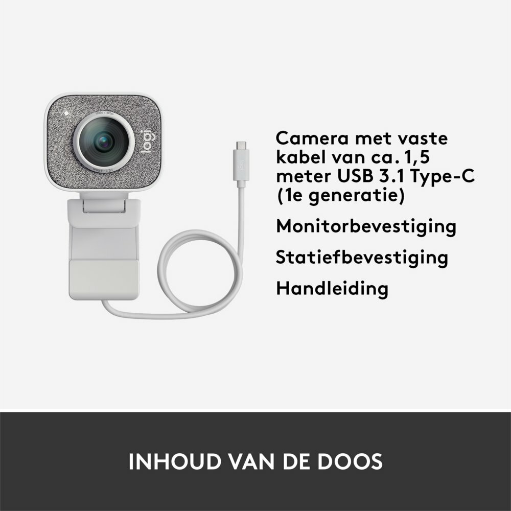 Logitech StreamCam | 1080p 60FPS USB-C Webcam met Microfoon | Wit
