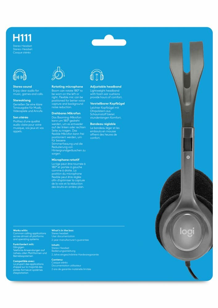 Logitech H111 | On-Ear Bedrade 3,5mm Koptelefoon met Microfoon | Grijs