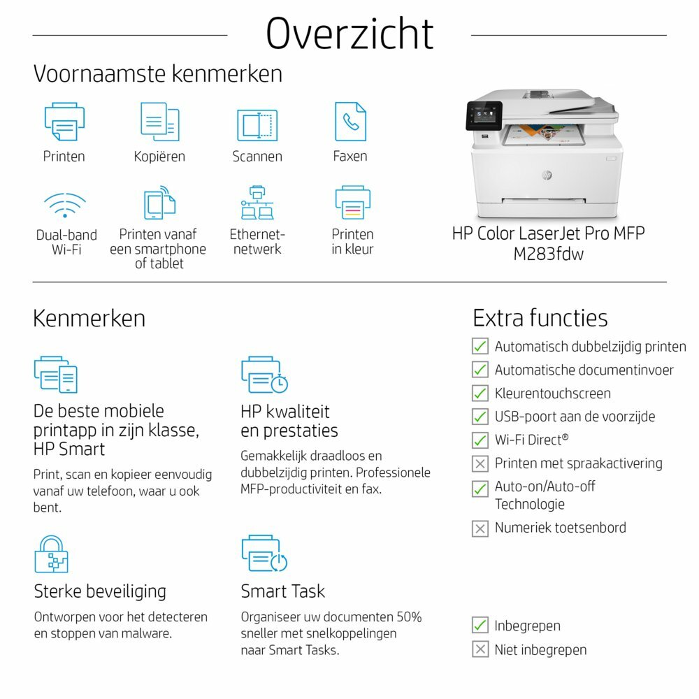 HP Color LaserJet Pro MFP M283fdw | All-in-One Laserprinter | A4 | 600 x 600 DPI | Wi-Fi | Kleur