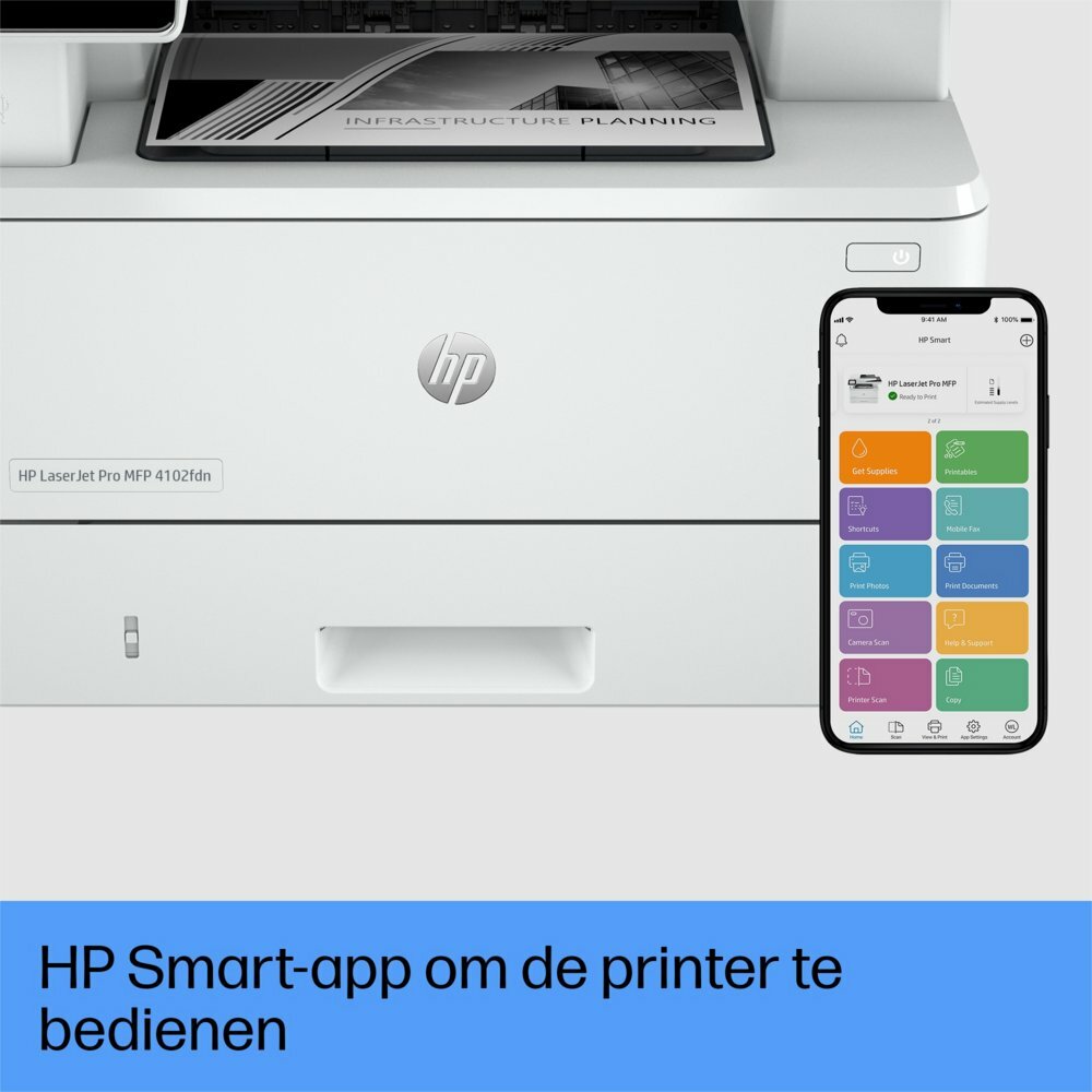 HP LaserJet Pro MFP 4102fdn AiO | 1200 x 1200 DPI | Zwart/Wit