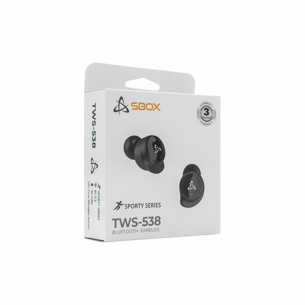 SBOX Earbuds EB-TWS538-B | Draadloze In-Ear Bluetooth Oordopjes | USB-C Oplaadcase | Zwart