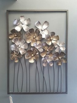 Wanddecoratie &#039;Bloemen groot&#039; metaal