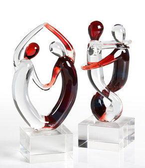 Sculptuur dansen glas 2 stuks