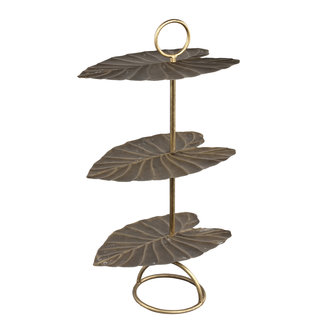 PTMD Salient Gold iron etagere 3 store leaf