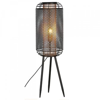 Industriele metalen vloerlamp zwart met goud 93cm