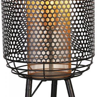 Industriele metalen vloerlamp zwart met goud 93cm