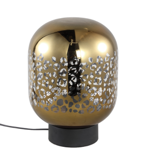 PTMD Shevon Goud tafellamp glas met luipaard print