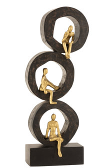 Mangohout sculptuur '3 denkers' 59cm