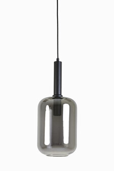 Hanglamp 22x52 cm LEKAR zwart+smoke glas