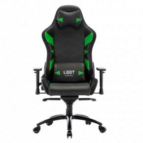 L33T Gaming 160367 Elite V4 Gaming Chair (PU) Black - Green decor, Class-4 gas-lift, Tilt &amp; recline