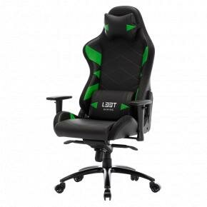 L33T Gaming 160367 Elite V4 Gaming Chair (PU) Black - Green decor, Class-4 gas-lift, Tilt &amp; recline