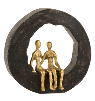 Mangohout sculptuur zitten