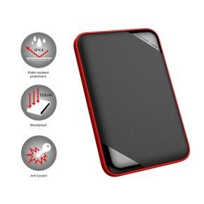 Silicon Power SP020TBPHD62SS3K Armor A62, 2 TB, 2.5&quot;, USB 3.2 Gen 1, Shockproof, Black/ Red