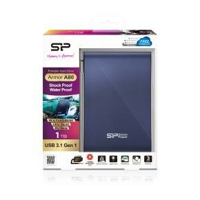 Silicon Power SP010TBPHDA80S3B Armor A80 portable HDD, 1 TB, 2.5&quot;, USB 3.2 Gen 1, Blue