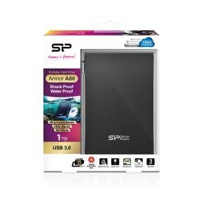 Silicon Power SP010TBPHDA80S3K Armor A80 portable HDD, 1 TB, 2.5&quot;, USB 3.2 Gen 1, Black