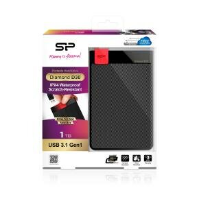 Silicon Power SP010TBPHDD3SS3K Diamond D30 portable HDD, 1 TB, 2.5&quot;, USB 3.2 Gen 1, Black, Red