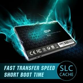 Silicon Power SP480GBSS3S55S25 Slim S55 SSD, 480 GB, 2.5", SATA3, 6 Gbit/s, SLC, 560/ 500 MB/s, Blue