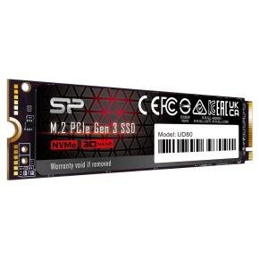 Silicon Power SP250GBP34UD8005 UD80 SSD, 250 GB, M.2, PCie Gen 3x4, 3400 MB/s, SLC Cache