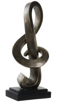 Sculptuur muzieknoot 39cm bronskleurig