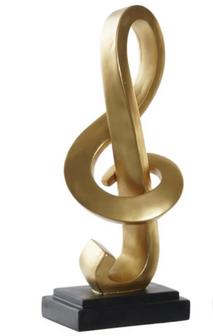 Sculptuur muzieknoot 39cm goudkleurig