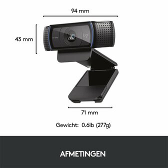 Logitech C920 HD Pro webcam 3 MP 1920 x 1080 Pixels USB 2.0 Zwart