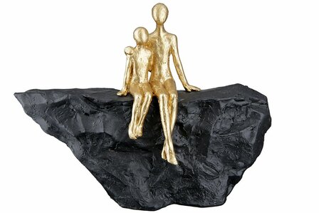 Sculptuur zwart-goud moederliefde