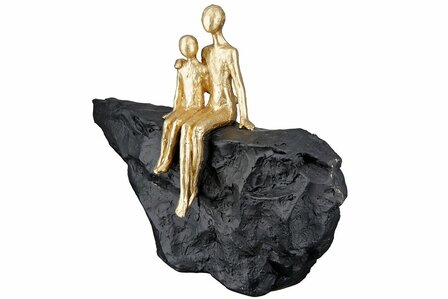 Sculptuur zwart-goud moederliefde