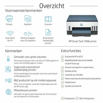 HP Smart Tank 7006 All-in-One, Printen, scannen, kopi&euml;ren, draadloos, Scans naar pdf