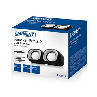 Eminent EM3513 luidspreker set 6 W Zwart 2.0 kanalen