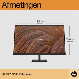 MON HP V27i 27Inch G5 IPS Zwart 75HZ DisplayPort, HDMI, VGA