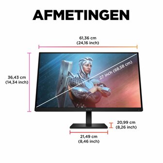 MON HP Omen 27Inch IPS 165Hz DisplayPort, 2x HDMI 1ms