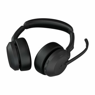 Jabra Evolve2 55 MS Stereo | Bluetooth &amp; USB-A Headset | Met Oplaadhouder | Zwart | Voor Kantoor &amp; Callcenter
