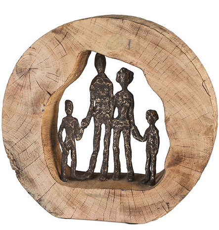 Mangohout sculptuur Familie gezin