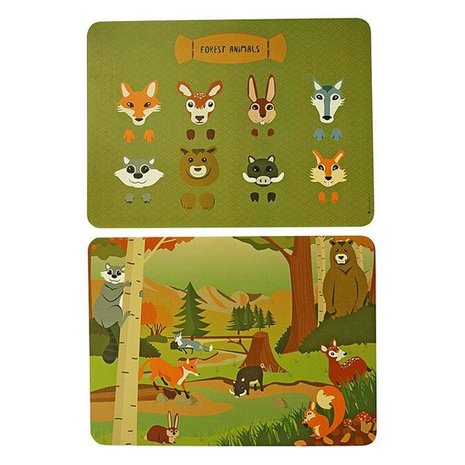 PLACEMAT FOREST ANIMALS SET/2 THE ZOO