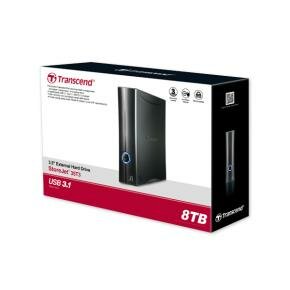 Transcend TS8TSJ35T3 StoreJet 35T3 External HDD, 8TB, USB3.1 Gen1, Fanless, 10m Power-saving, Black