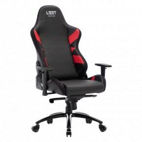 L33T Gaming 160368 Elite V4 Gaming Chair (PU) Black - Red decor, Class-4 gas-lift, Tilt & recline