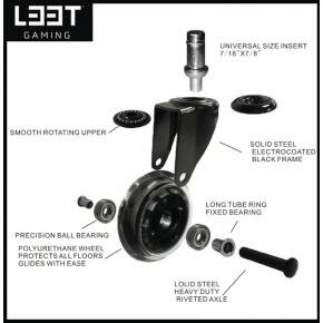 L33T Gaming 160528 3inch Rubber Casters, Black, 5pcs