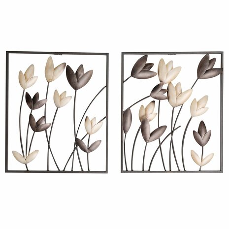 Wanddecoratie metaal 'Tulpen' set van 2
