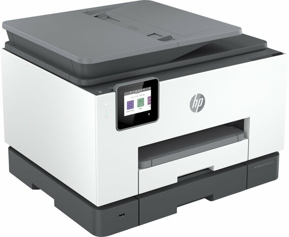 HP OfficeJet Pro 9022e All-in-One-printer, Printen, kopiëren, scannen, faxen, Automatische invoer voor 35 vellen; Printen via USB-poort aan voorzijde; Scannen naar e-mail; Dubbelzijdig printen