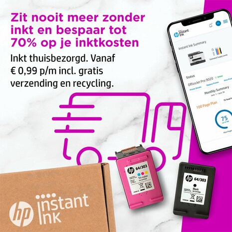 HP OfficeJet Pro 9022e All-in-One-printer, Printen, kopiëren, scannen, faxen, Automatische invoer voor 35 vellen; Printen via USB-poort aan voorzijde; Scannen naar e-mail; Dubbelzijdig printen