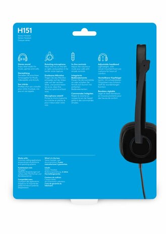 Logitech H151 | Bedraade On-ear Headset | 3.5mm | Zwart