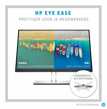 HP E-Series E23 G4 58,4 cm (23") 1920 x 1080 Pixels Full HD LCD Zwart, Zilver