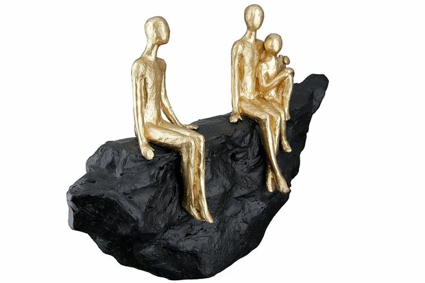 Sculptuur zwart-goud familie-gezin