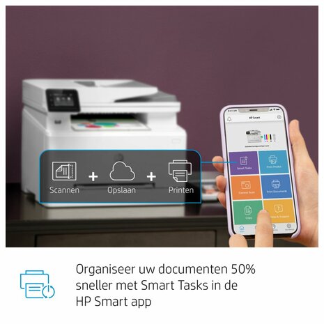 HP Color LaserJet Pro MFP M283fdw, Printen, kopiëren, scannen, faxen, Printen via USB-poort aan voorzijde; Scannen naar e-mail; Dubbelzijdig printen; ADF voor 50 vel ongekruld