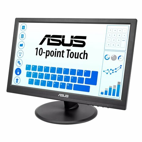 ASUS VT168HR computer monitor 39,6 cm (15.6") 1366 x 768 Pixels WXGA LED Touchscreen Zwart