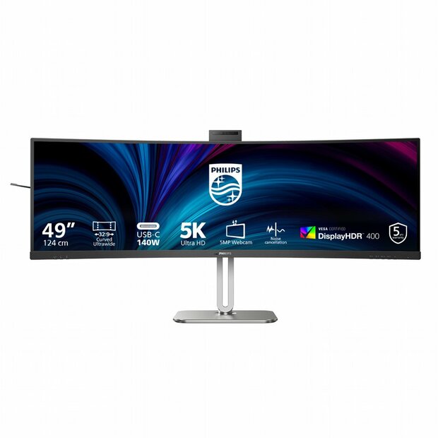 Philips 49B2U5900CH | 49" Dual QHD VA Curved | 75Hz | USB-C 100W | KVM | 5MP Webcam | Ultrawide Monitor