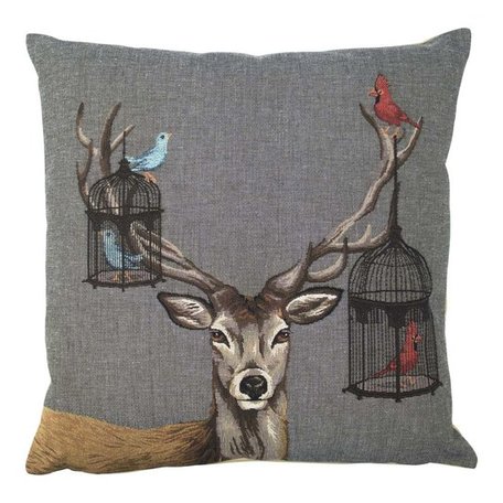 Gobelin Kussen Funky Deer Vogelkooi 45x45cm