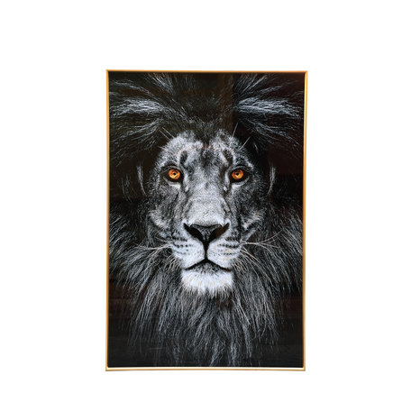 PTMD Melani Glass Art wall picture lion fire eyes