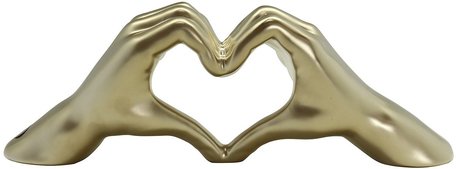 Sculptuur hand met hart goud